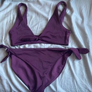 No Boundaries Maroon two piece bathing suit